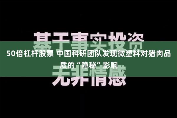 50倍杠杆股票 中国科研团队发现微塑料对猪肉品质的“隐秘”影响