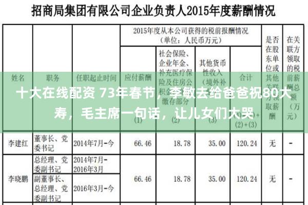 十大在线配资 73年春节，李敏去给爸爸祝80大寿，毛主席一句话，让儿女们大哭